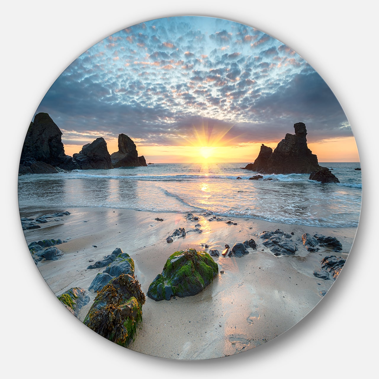 Designart - Beautiful Porthcothan Bay' Disc Large Seashore Metal Circle Wall Art